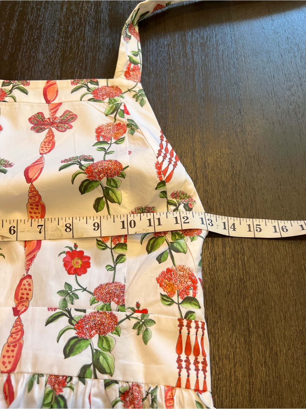 Hill House The Addie Maxi Dress Sz XS Red Shell Vine Stripe Apron Cottagecore - Picture 14 of 16